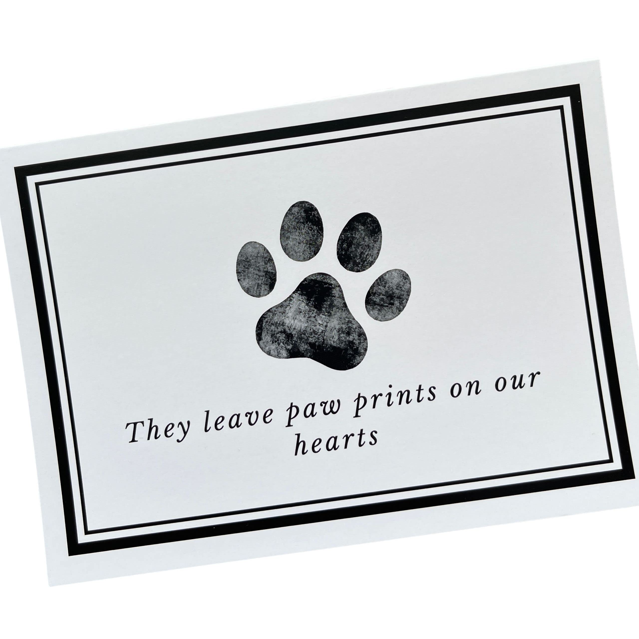 Groomers Margins: tarjetas de simpatía para perros y gatos con huellas, ofreciendo consuelo respetuoso.