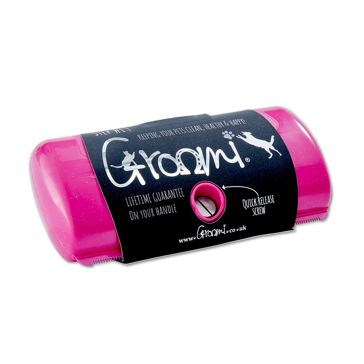 Groomi Tool, cepillo deslanado para mascotas, reduce la muda durante el cepillado regular.