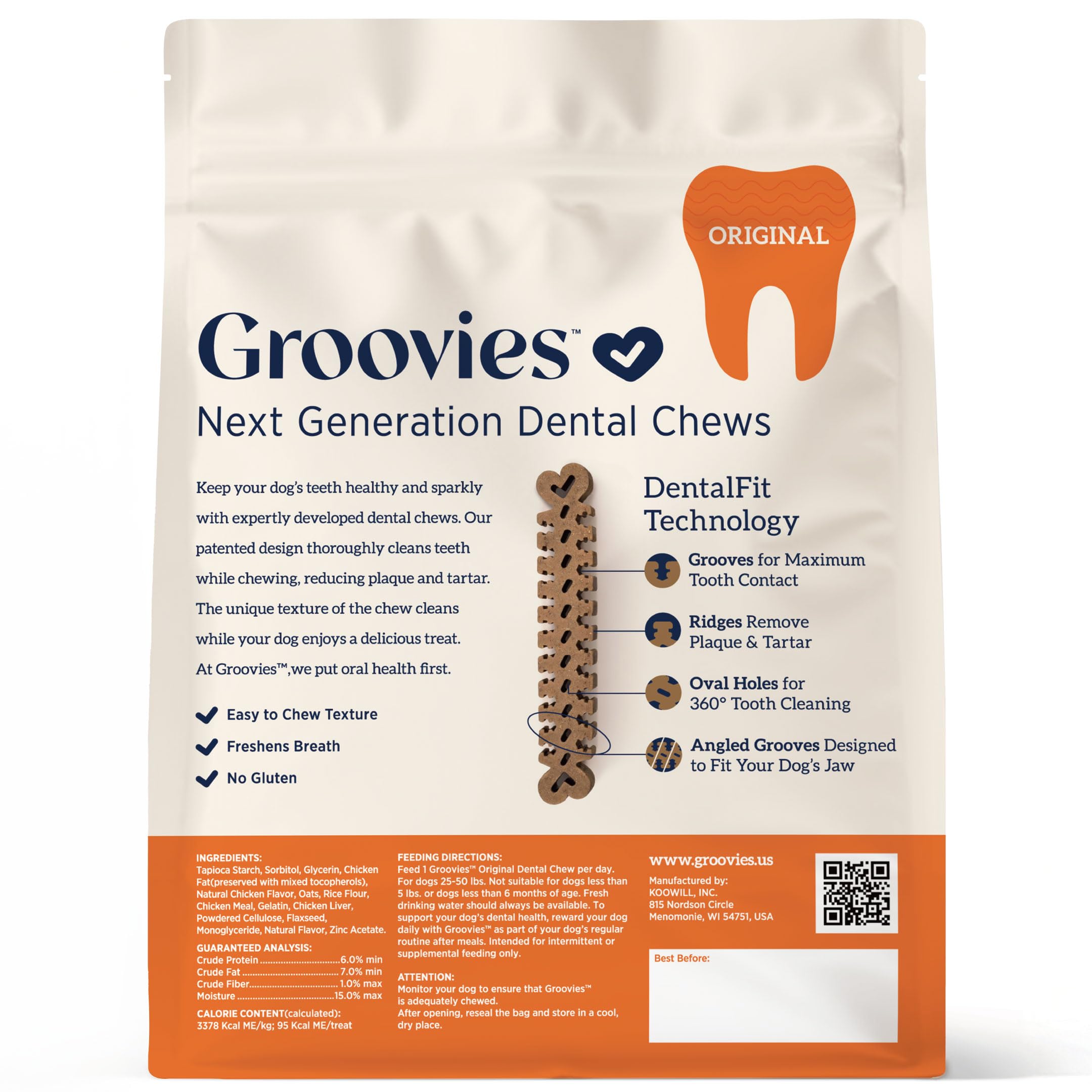 Groovies con textura dental flexible para masticación duradera