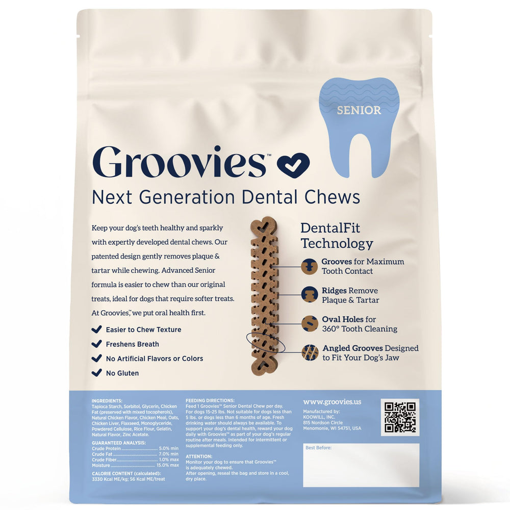 Groovies textura suave facilita masticar para dentición delicada
