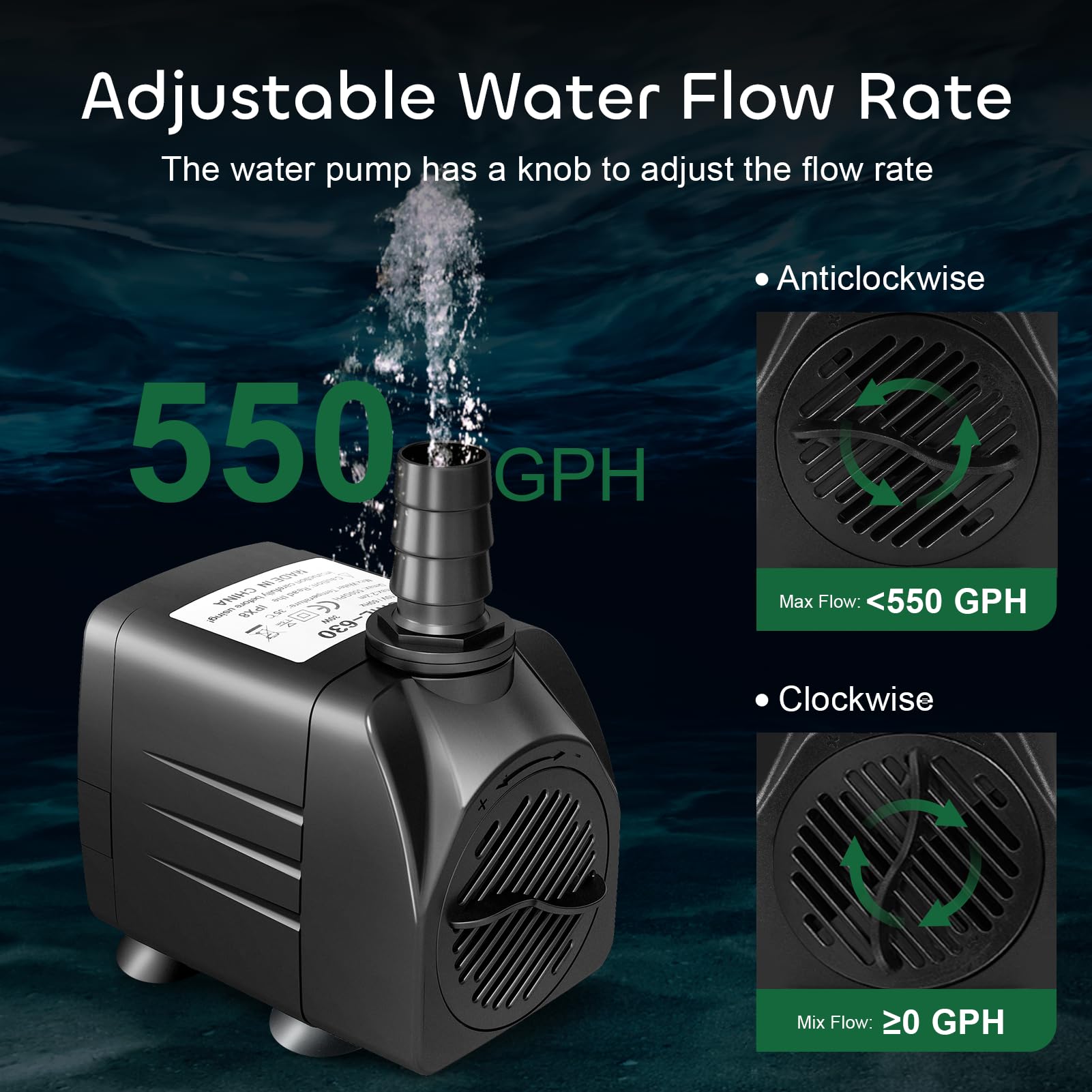 GROWNEER bomba sumergible con boquillas intercambiables para diferentes caudales