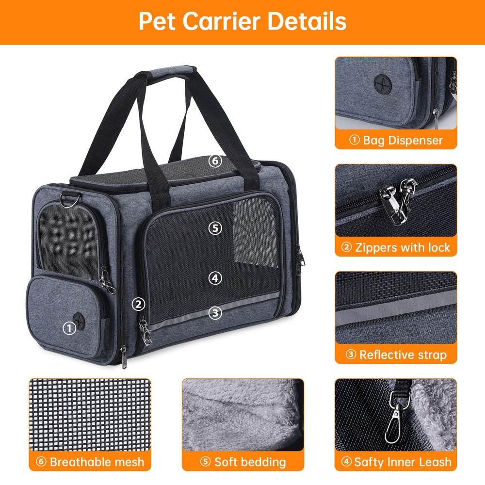 Groxkox porta-gato-bajo-asiento-avion: cabina compatible y eficiente