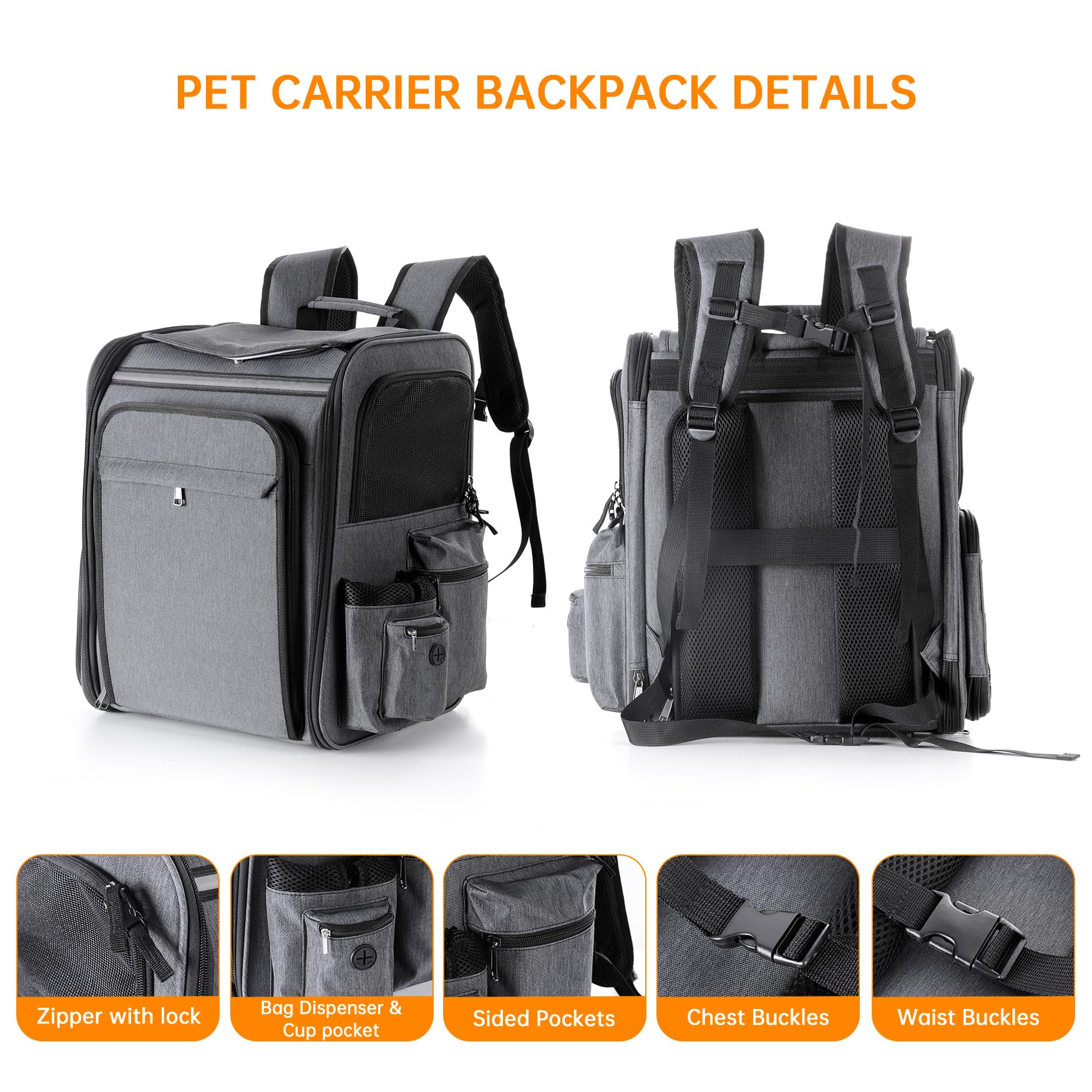 GROXKOX Portador adaptable para gatos y perros medianos, ideal para viajes.