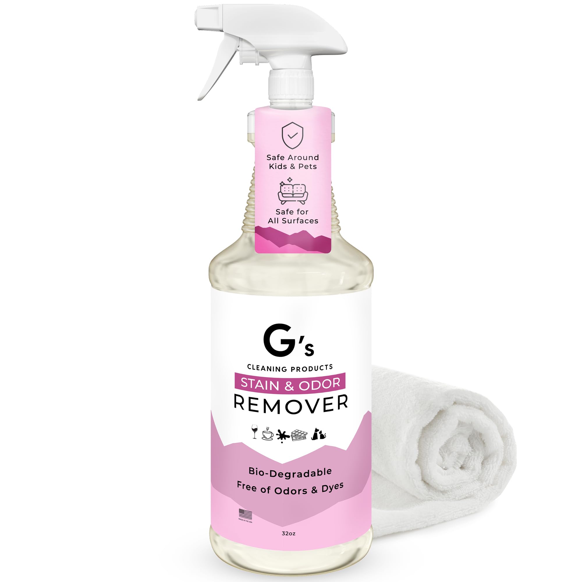 G's Cleaning: botella rociadora biodegradable para manchas y olores del hogar.