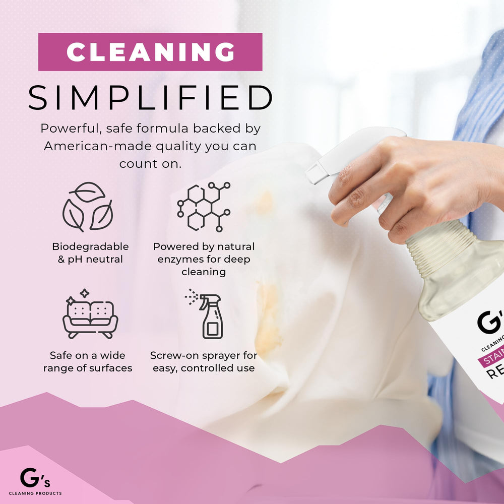 G's Cleaning: paño blanco reutilizable incluido para secar.