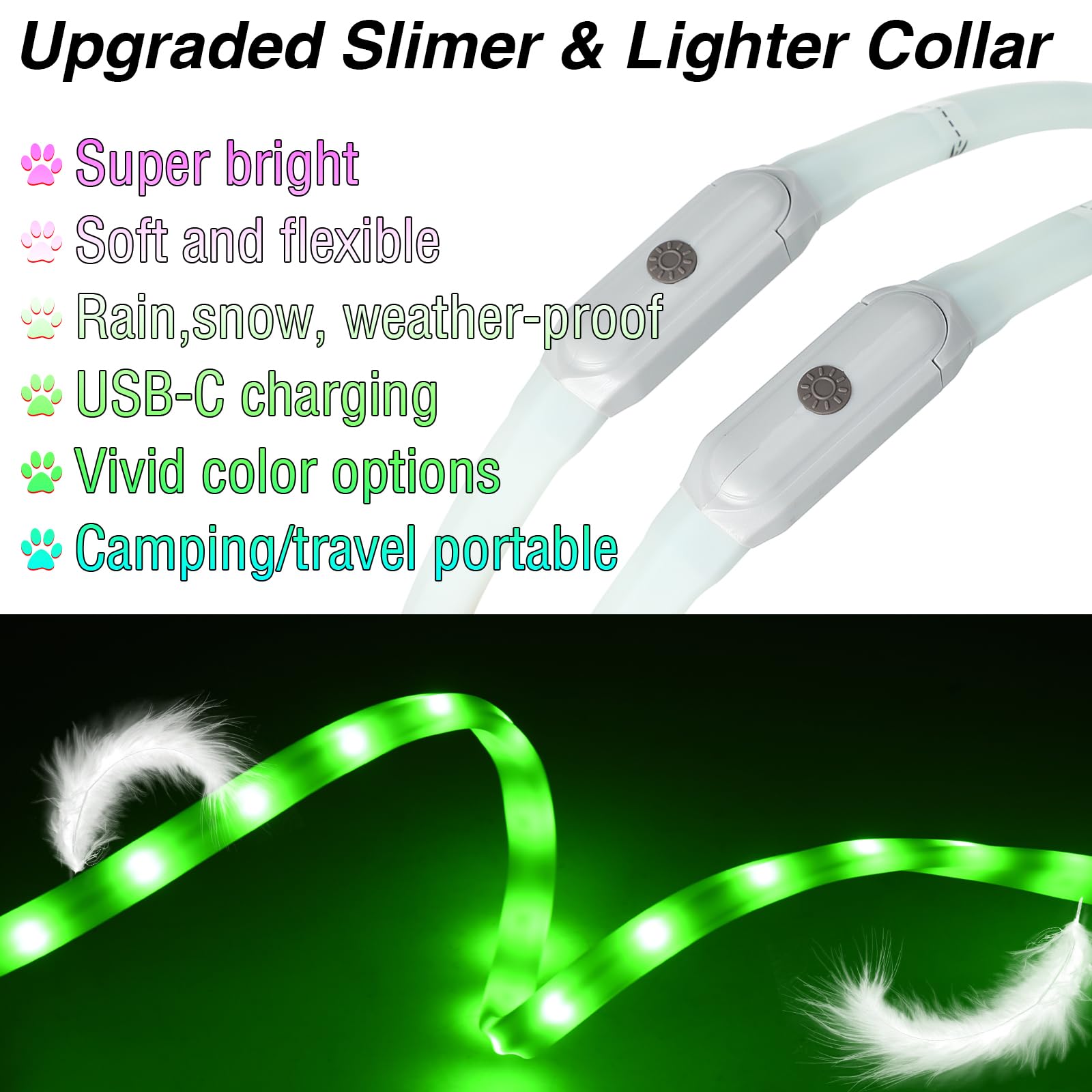 Collar GS GLOWSEEN con carga USB-C y batería recargable