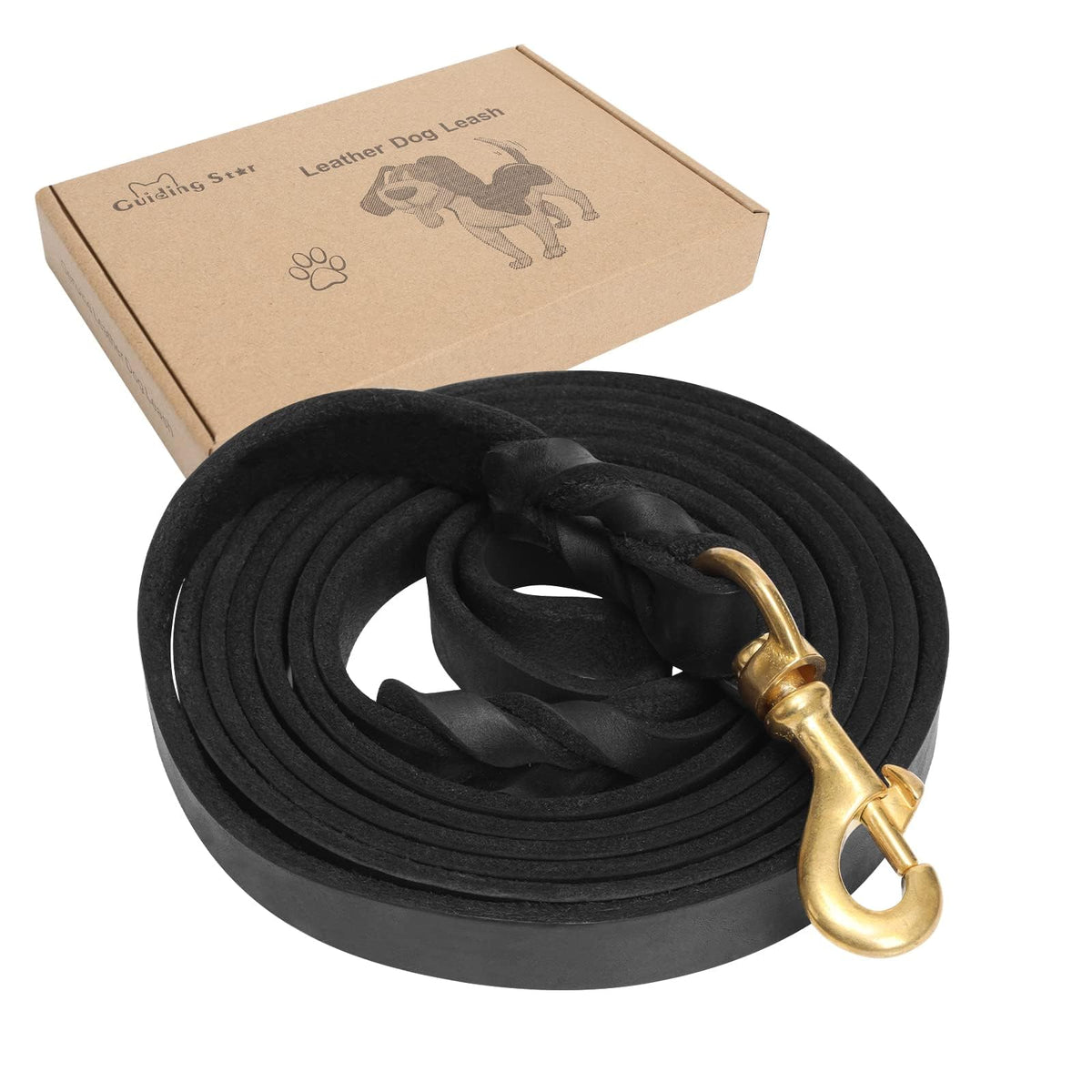Guiding Star correa de cuero 6ft para paseos suaves y entrenamiento.