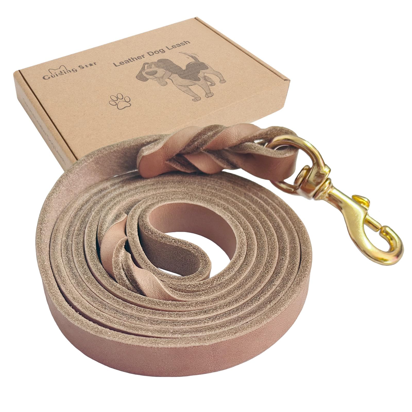 Guiding Star: correa de cuero italiano con clip bronce, suave y duradera.