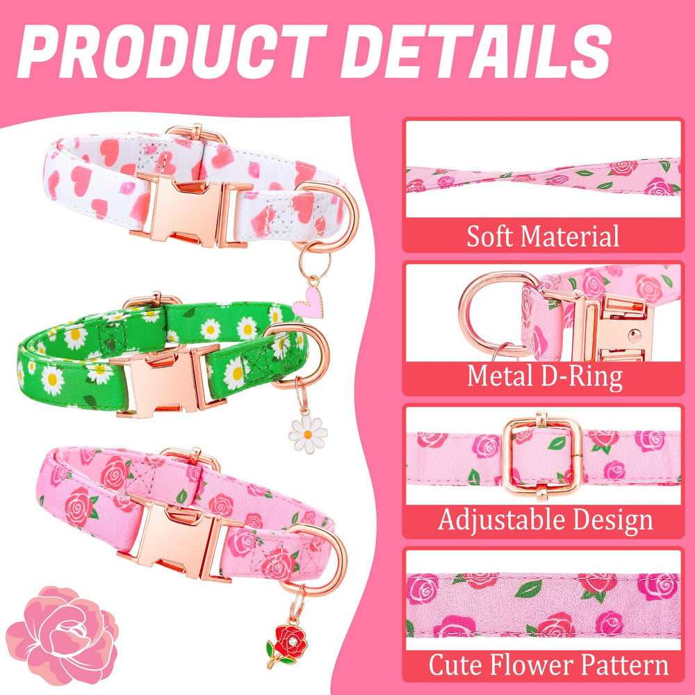 Guiqulai collar ajustable floral rosa; cómodo para paseos largos.