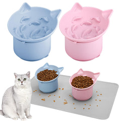 Guiqulai dos comederos lentos para gato, rosado y azul, ayudan a comer más pausadamente.