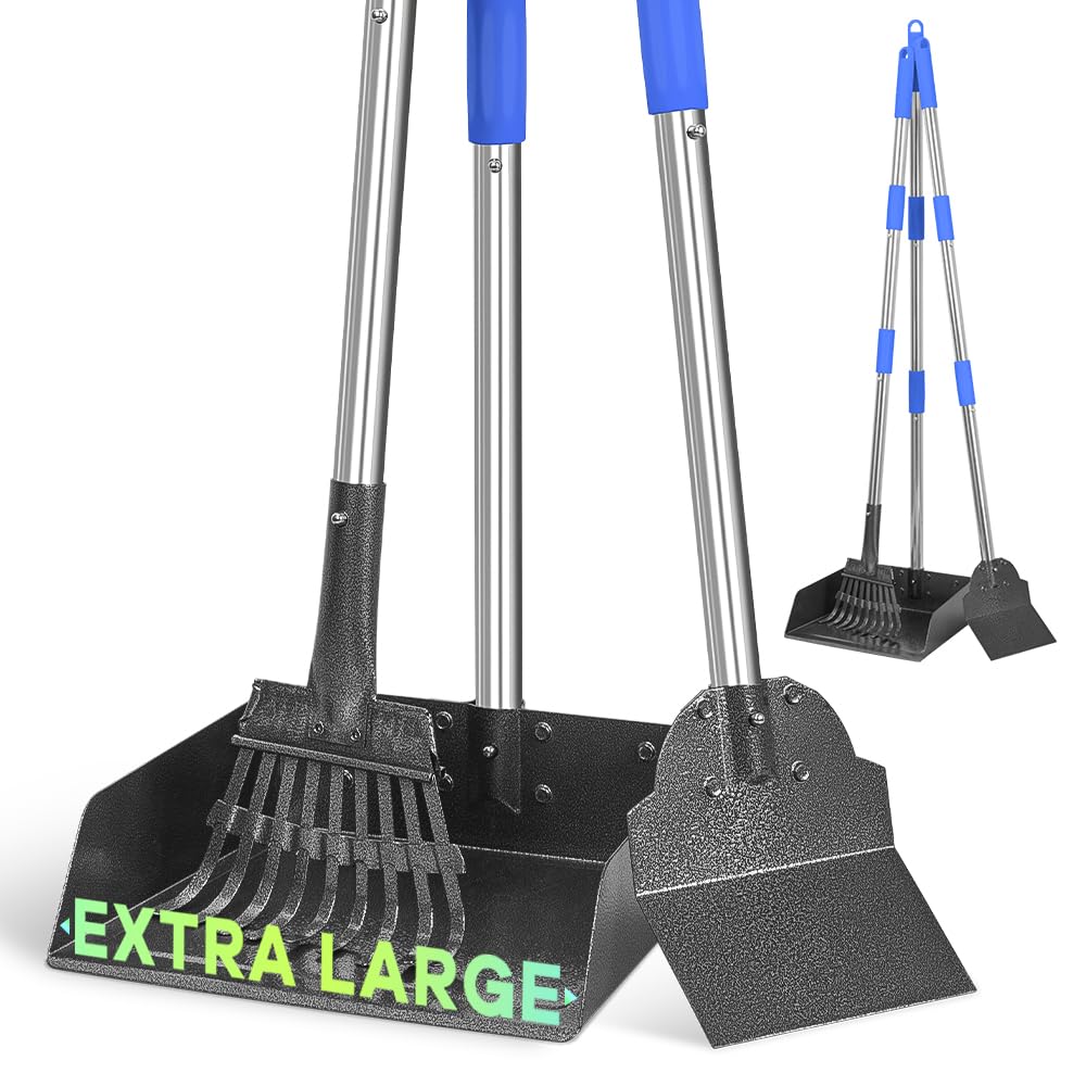 GUOOUG pooper scooper con plato grande para perros grandes, recogida rápida y limpia.