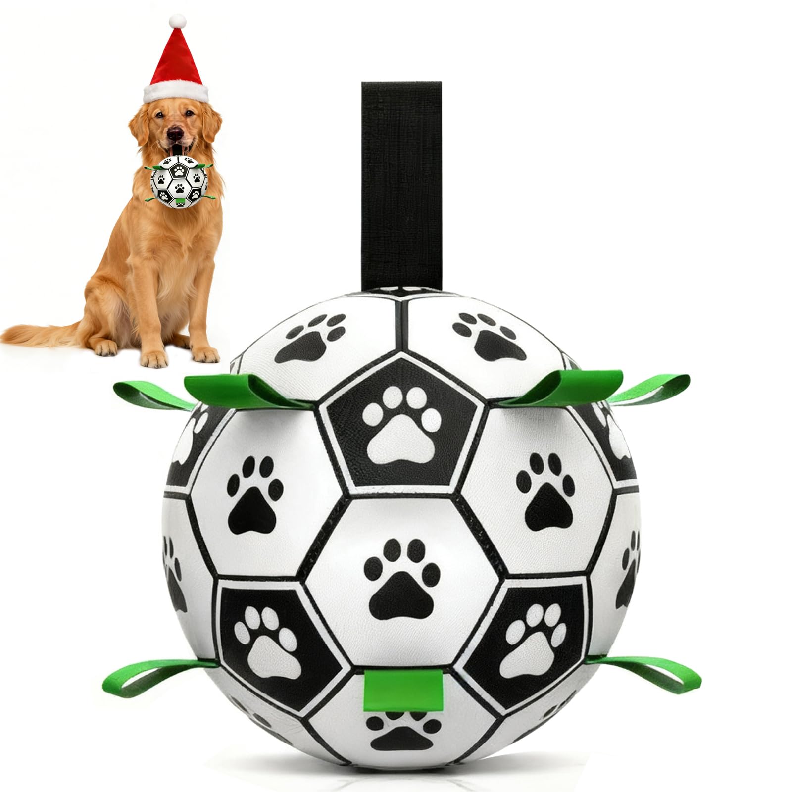 Guowanpp bola fútbol para perros con correas facilita recoger y jugar al aire libre