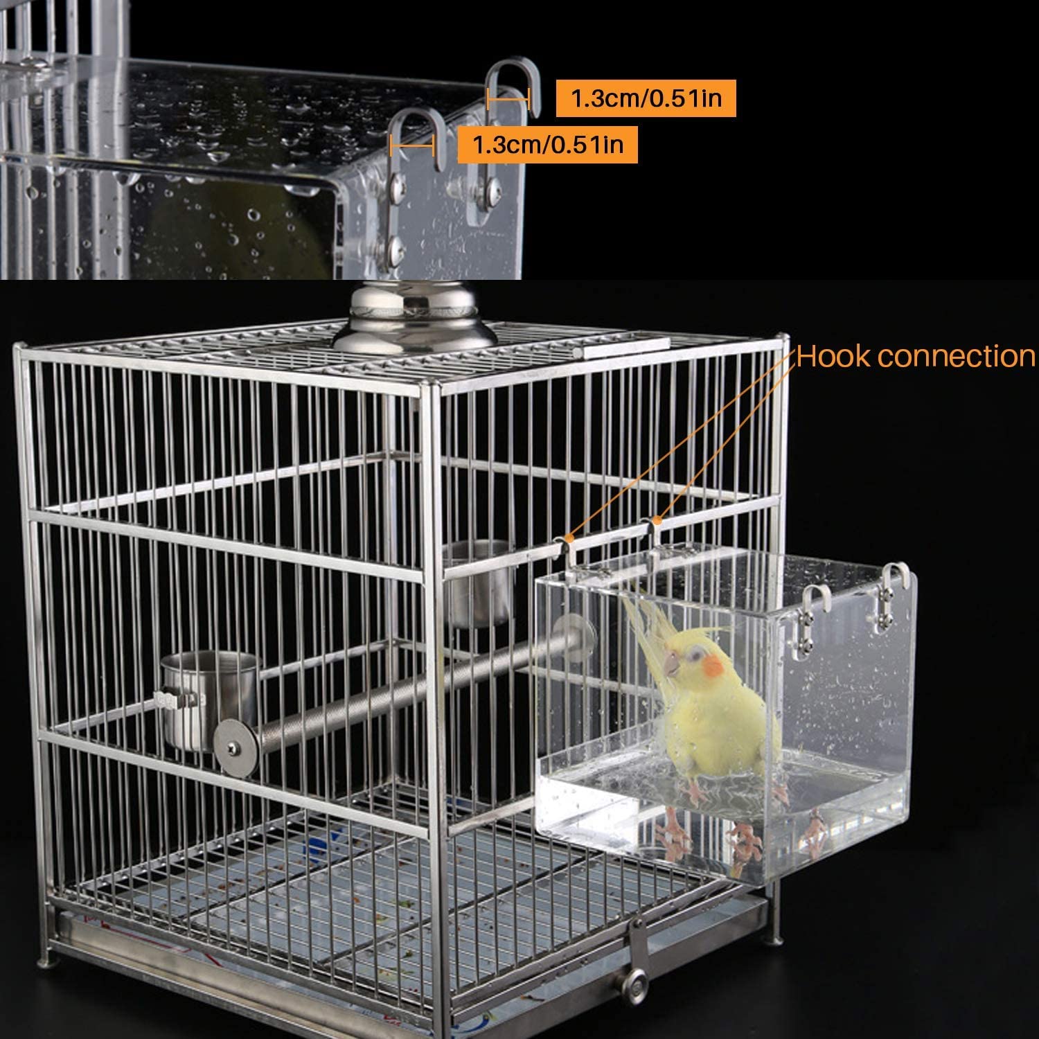GURECOD cubo de baño tamaño grande para aves medianas en jaula.