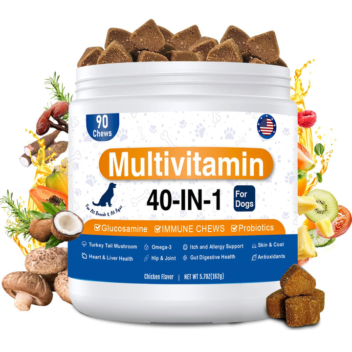 GuruAmi 40 en 1, tabletas masticables para perro, apoyo a la vitalidad diaria