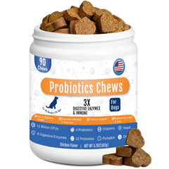 GuruAmi probióticos para perros, bocaditos digestivos en envase, favorecen equilibrio intestinal.