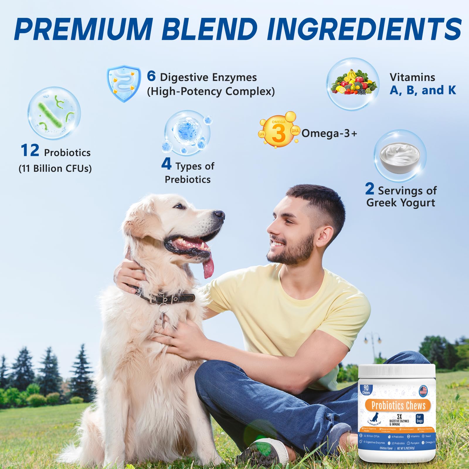 GuruAmi probióticos para perros, enzimas digestivas, apoyan procesamiento de nutrientes.