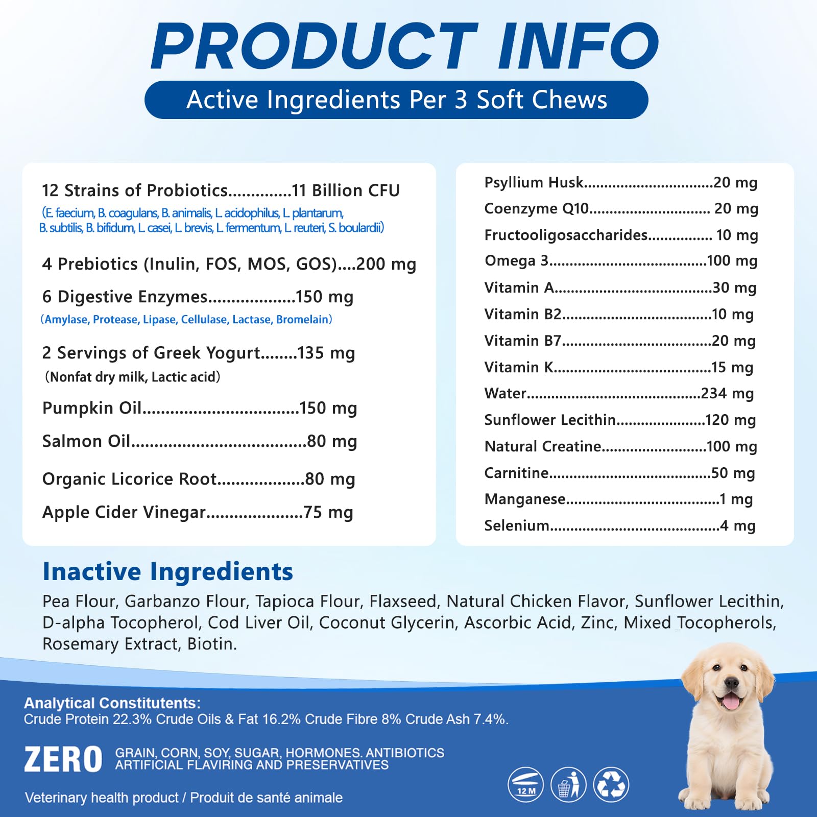 GuruAmi probióticos para perros, fácil de administrar cada día.