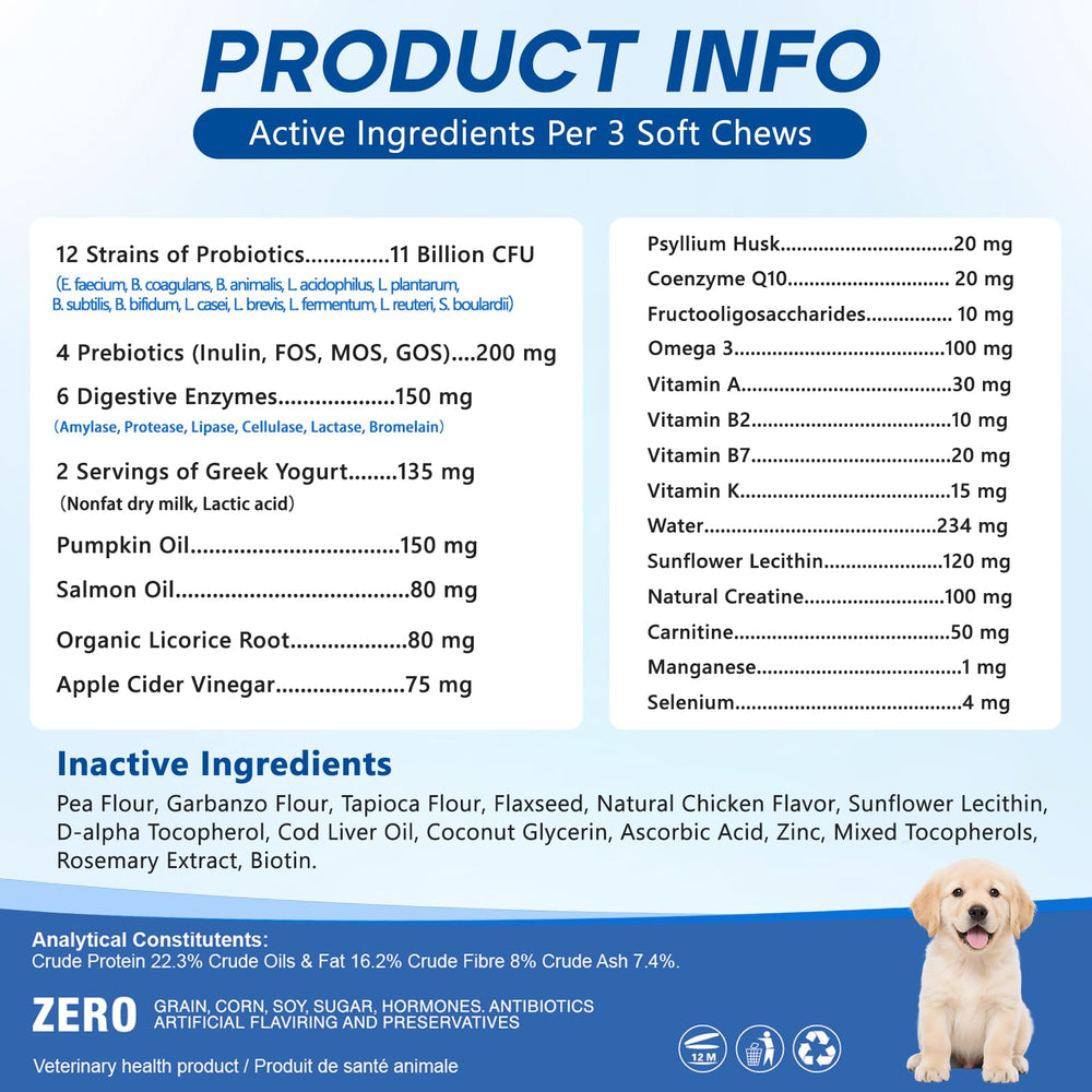 GuruAmi probióticos para perros, fácil de administrar cada día.
