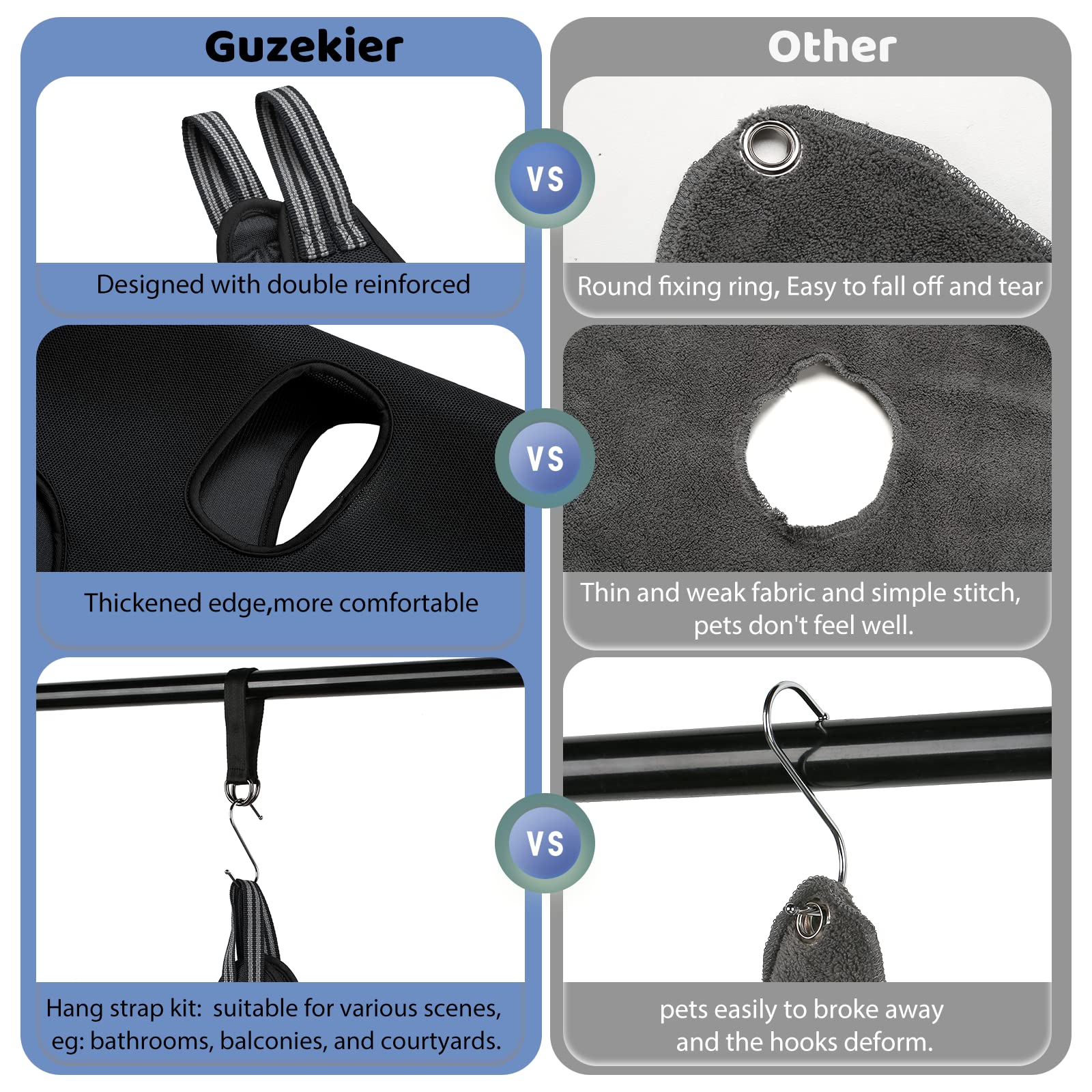 Guzekier hamaca grooming colgante sling, soporte cómodo durante el aseo