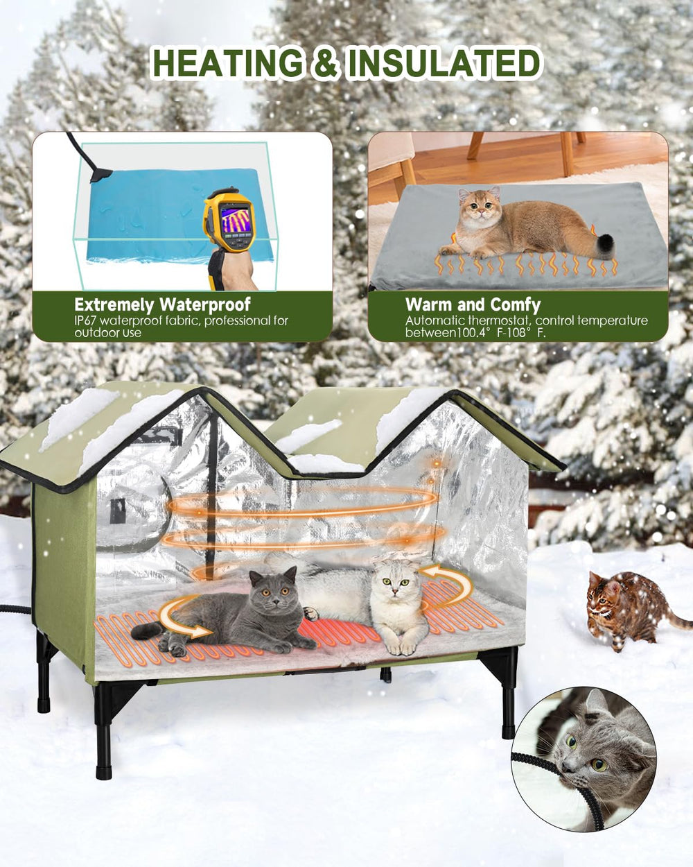 GUZROK casa-gato-caliente-exterior-dos-puertas puertas de escape para seguridad y comodidad