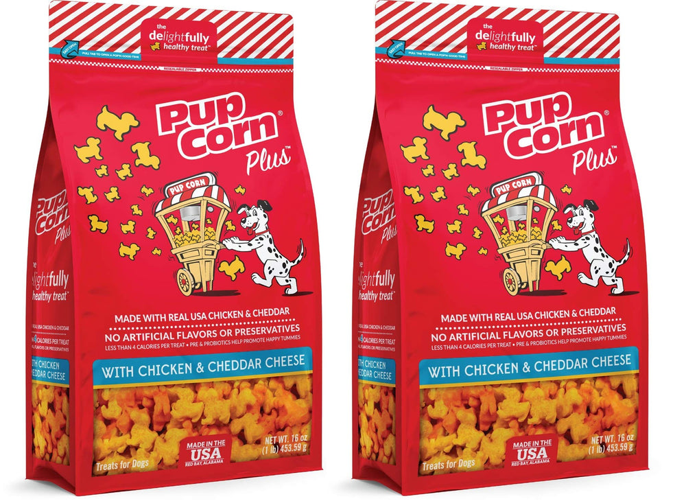 GWSGY PupCorn Plus con pollo y queso cheddar, ideal para entrenamiento y snack diario.