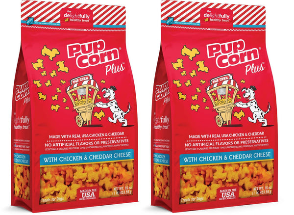 GWSGY PupCorn Plus con pollo y queso cheddar, ideal para entrenamiento y snack diario.