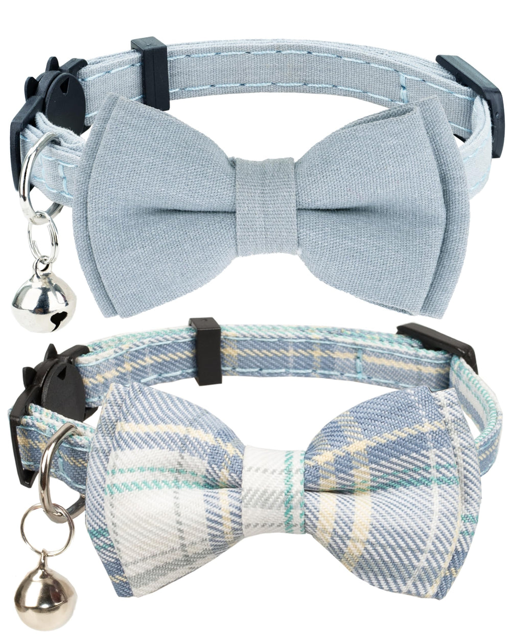 Collar Gyapet con lazo azul, cómodo para gatos activos.