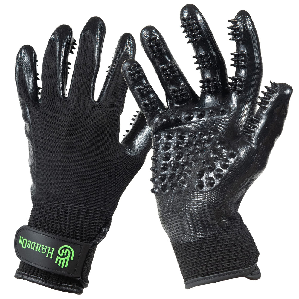 Guantes H HANDSON para acicalamiento, cepillado suave en perros, gatos y caballos.
