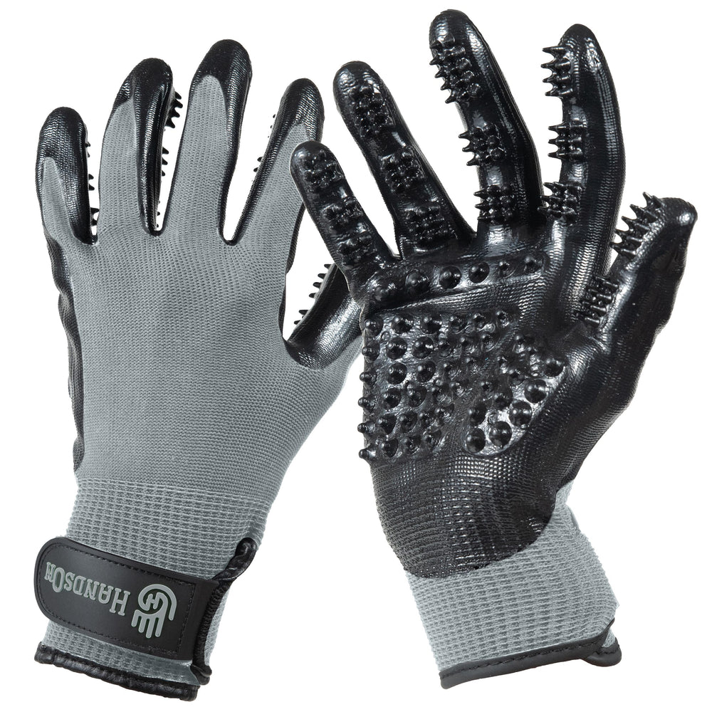 H HANDSON guantes para acicalamiento con cepillado suave que reduce pelo suelto durante el aseo.