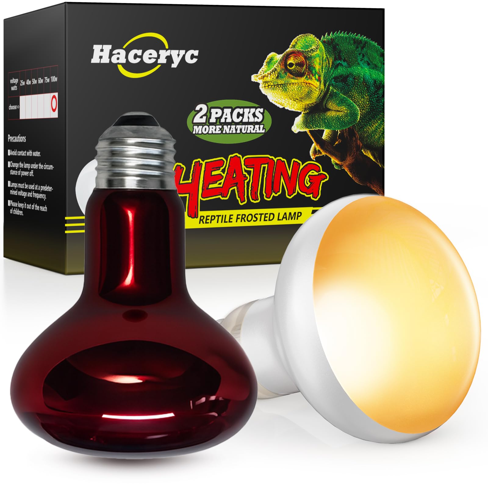 Lámpara Haceryc calor reptiles 100W: iluminación diurna para basking.