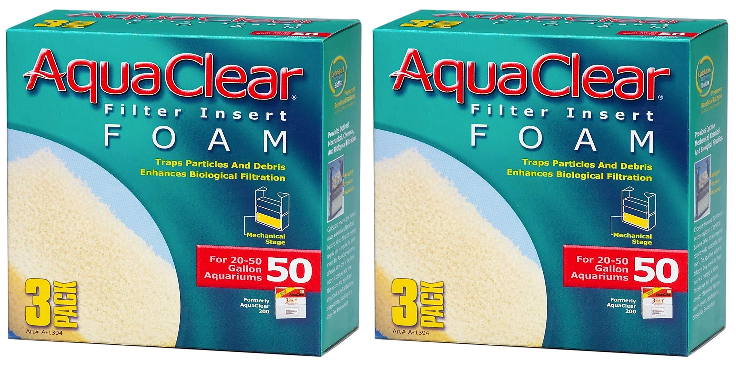 Inserciones de espuma AquaClear de Hagen para filtración mecánica y biológica en acuarios.