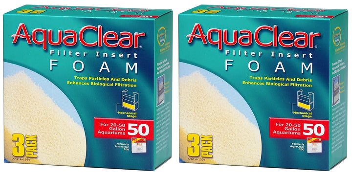 Inserciones de espuma AquaClear de Hagen para filtración mecánica y biológica en acuarios.