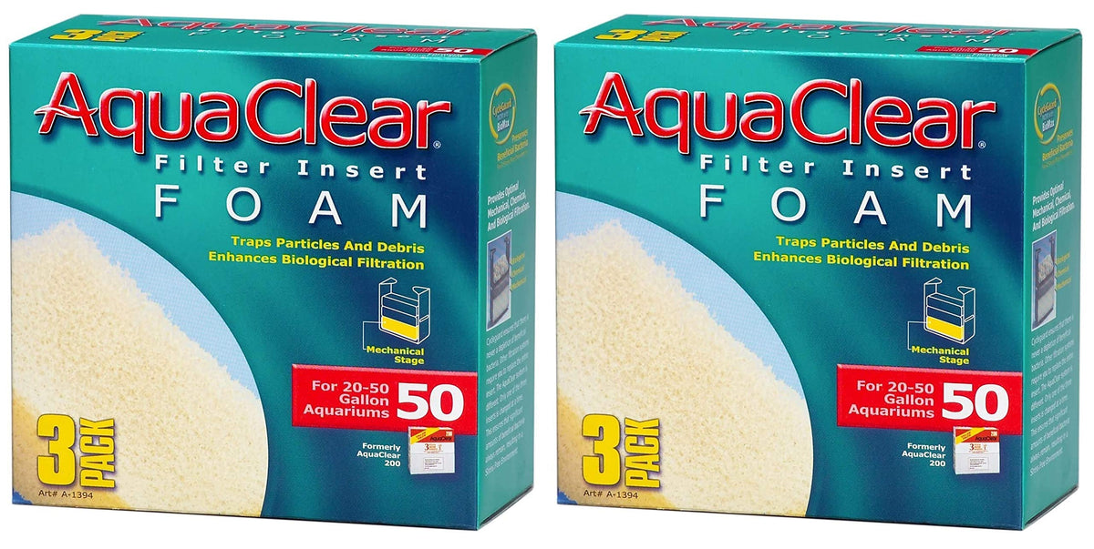 Inserciones de espuma AquaClear de Hagen para filtración mecánica y biológica en acuarios.