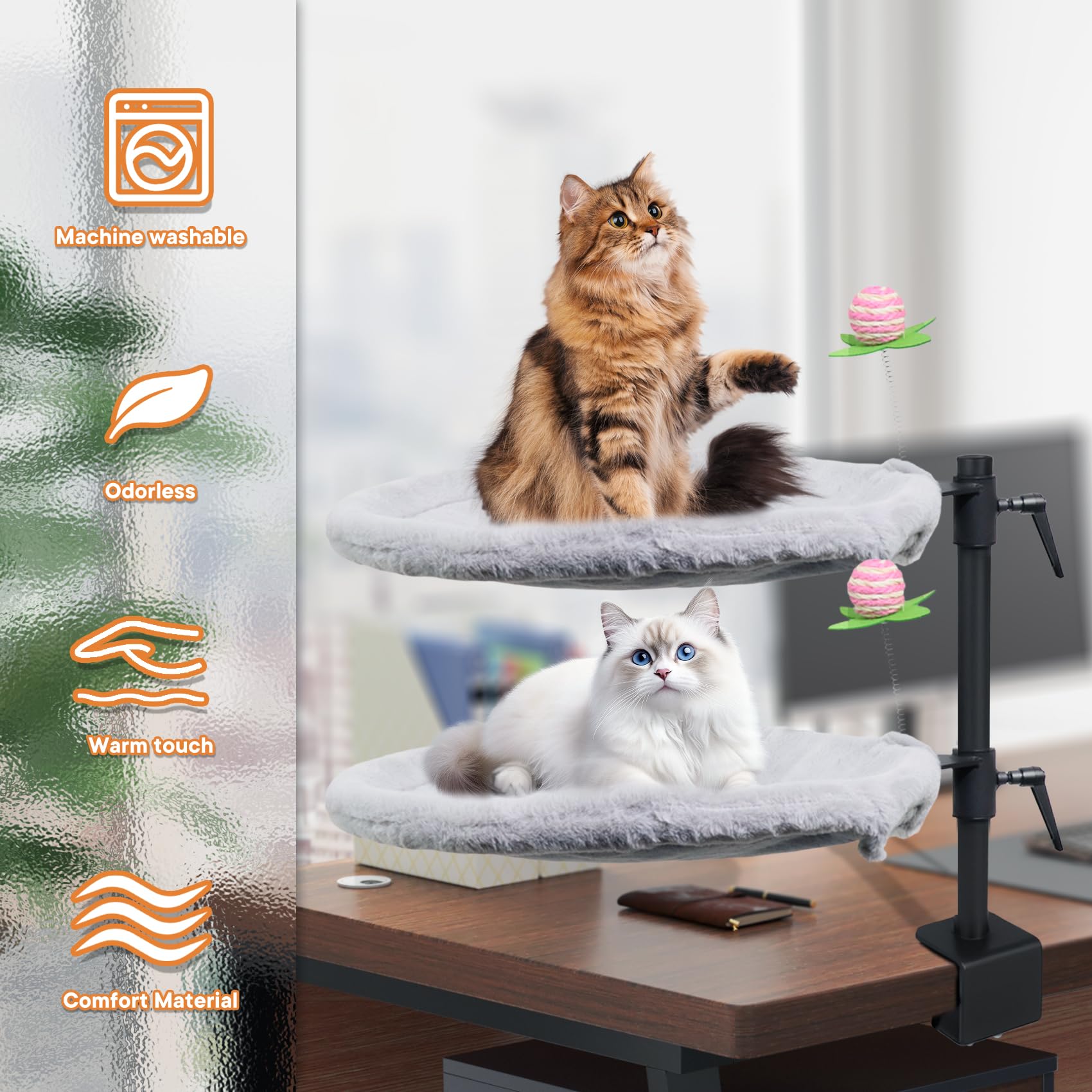 Haijunnm Cama Doble para Gatos - Accesorios y juguetes para entretenimiento