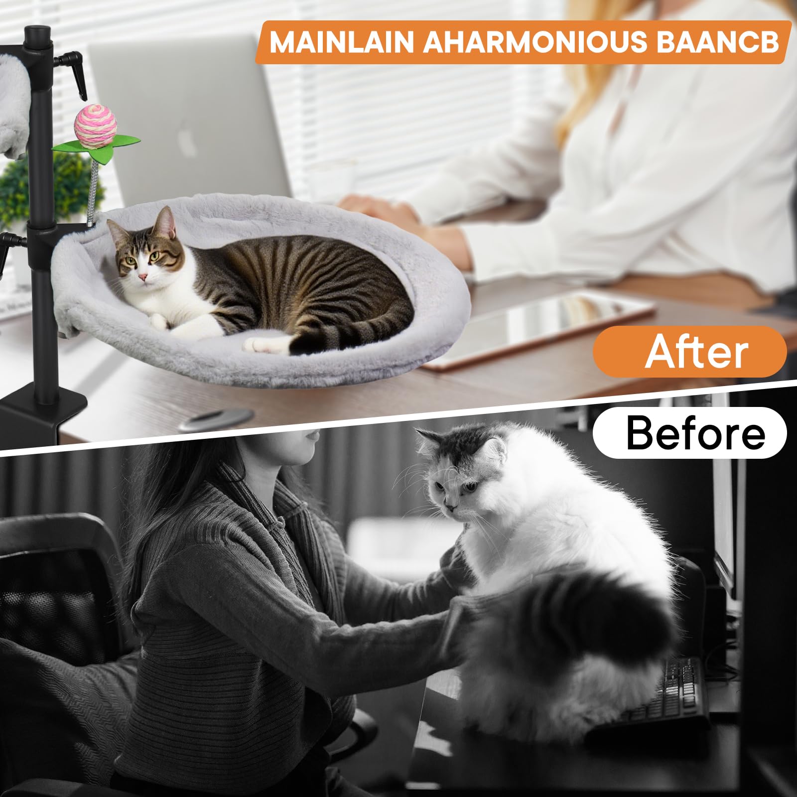 Haijunnm Cama Doble para Gatos - Altura ajustable de 16 pulgadas para comodidad ergonómica