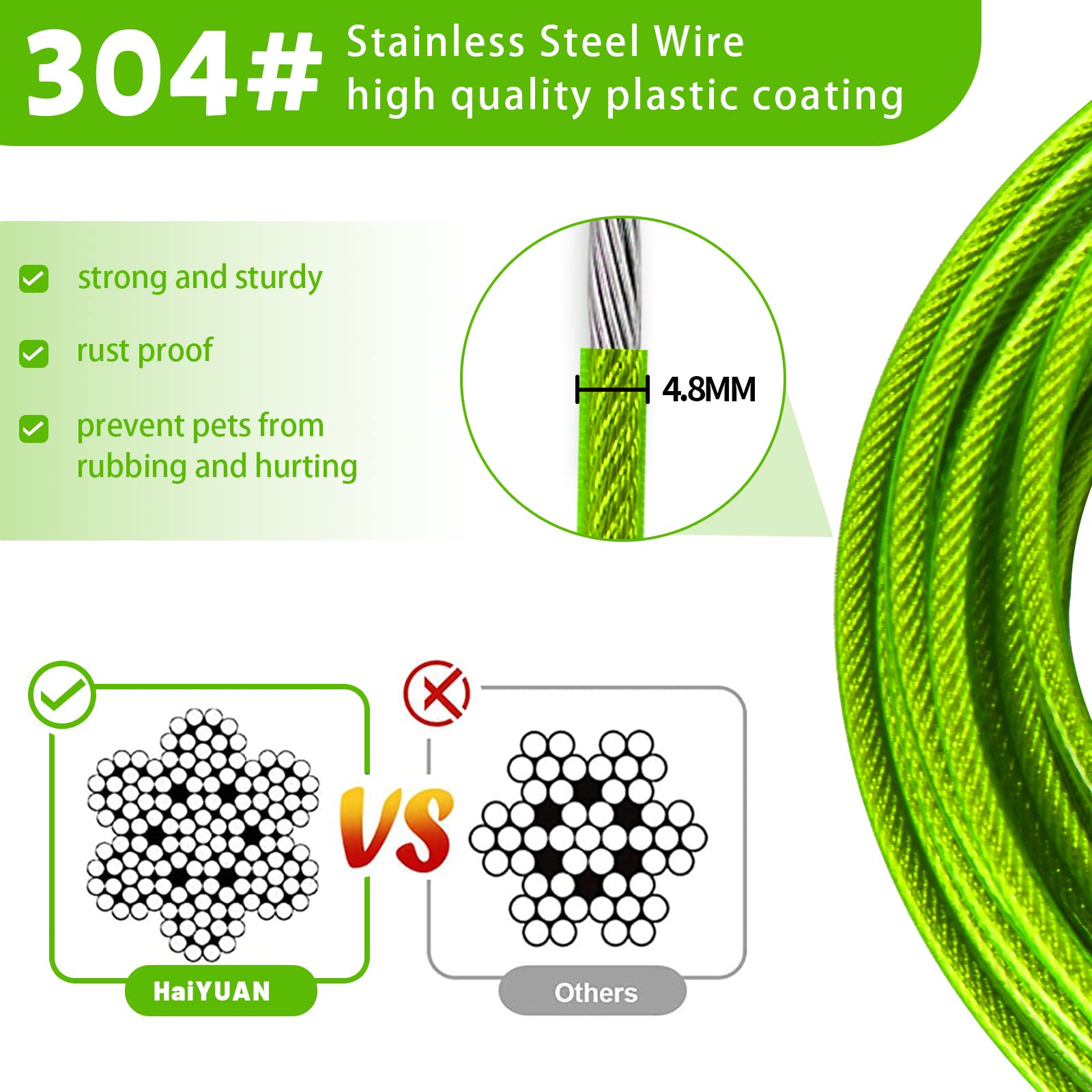 HaiYUAN cable de sujeción para perro, 20 pies, durabilidad y seguridad.
