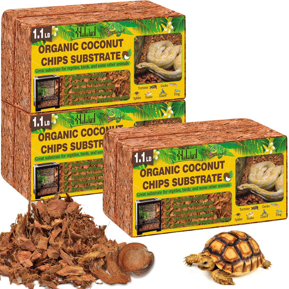 Halatool chips de coco comprimidos en bricks para terrario de reptiles