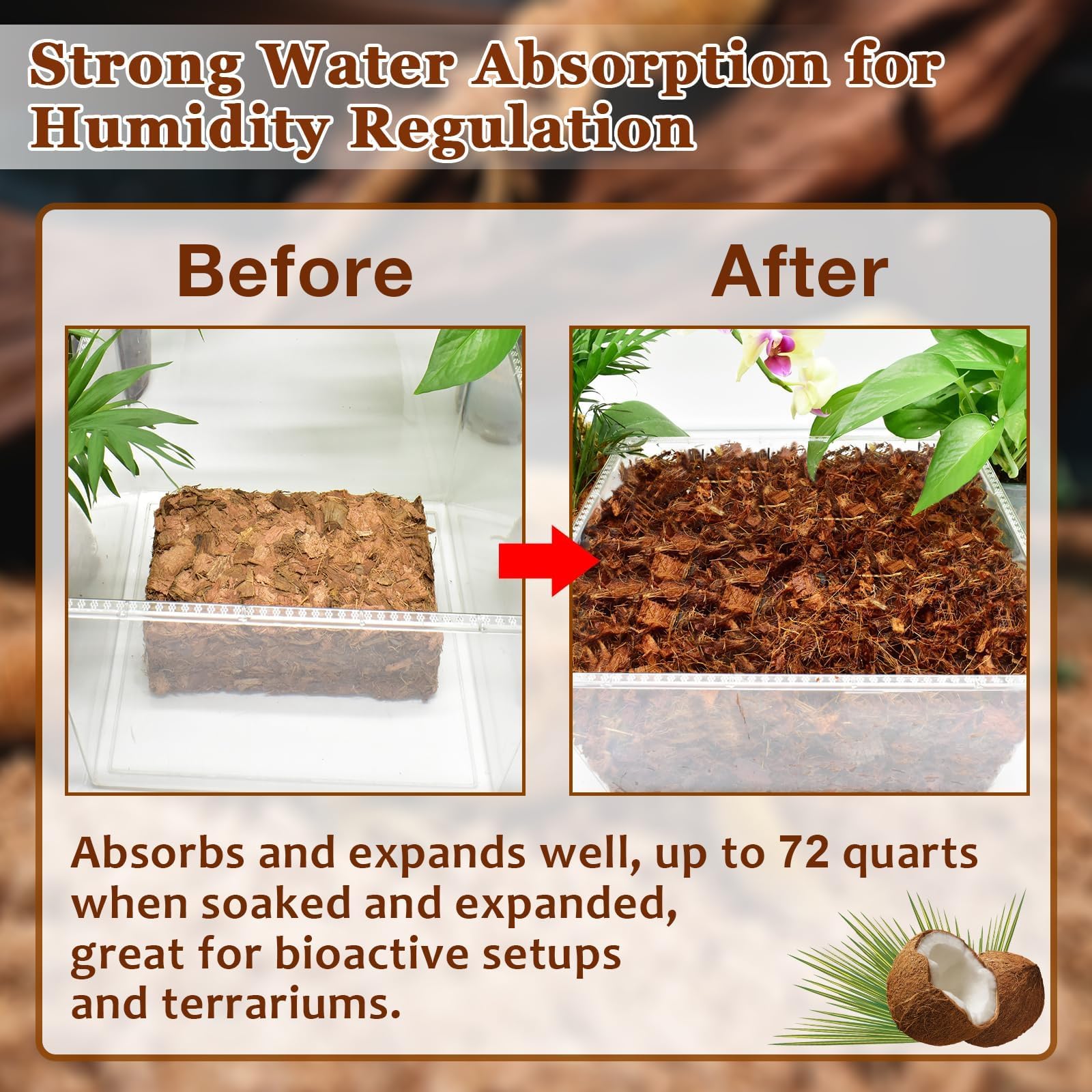 Halatool sustrato terrario coco-husk ideal para reptiles y plantas tropicales