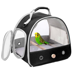 Halinfer Bird Travel Carrier con ventanas claras para vistas durante el viaje.