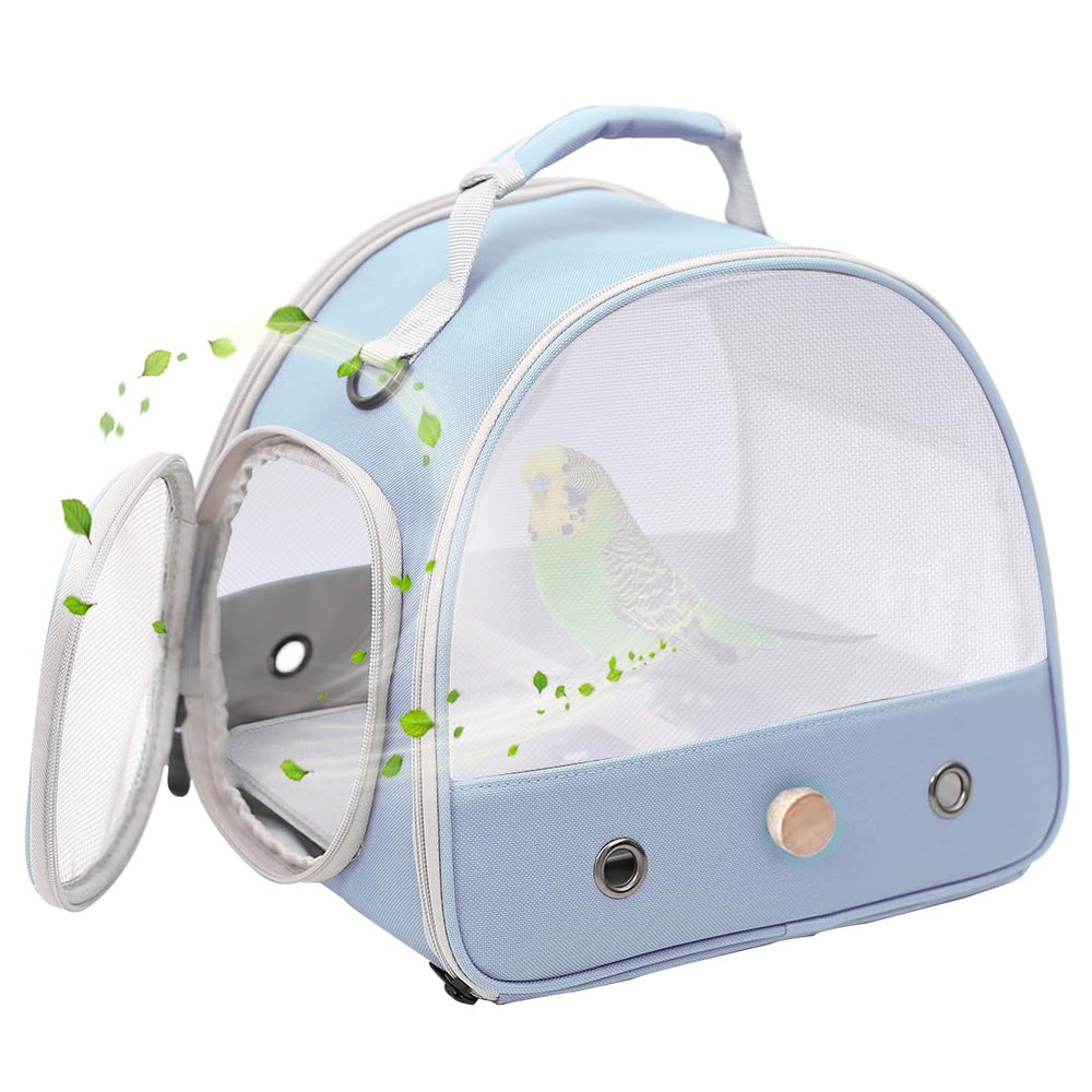 Halinfer jaula portatil para pajaro pequeno, ideal para viajes y transporte cómodo.