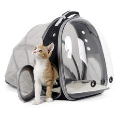 Mochila Halinfer para gato con burbuja frontal transparente para transporte cómodo.
