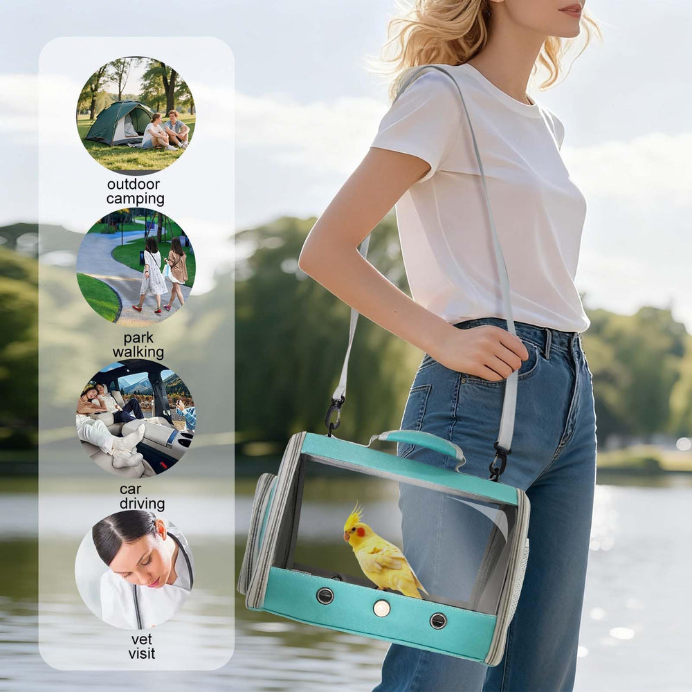 halinfer transportín para aves con ventanas delanteras y traseras para visibilidad