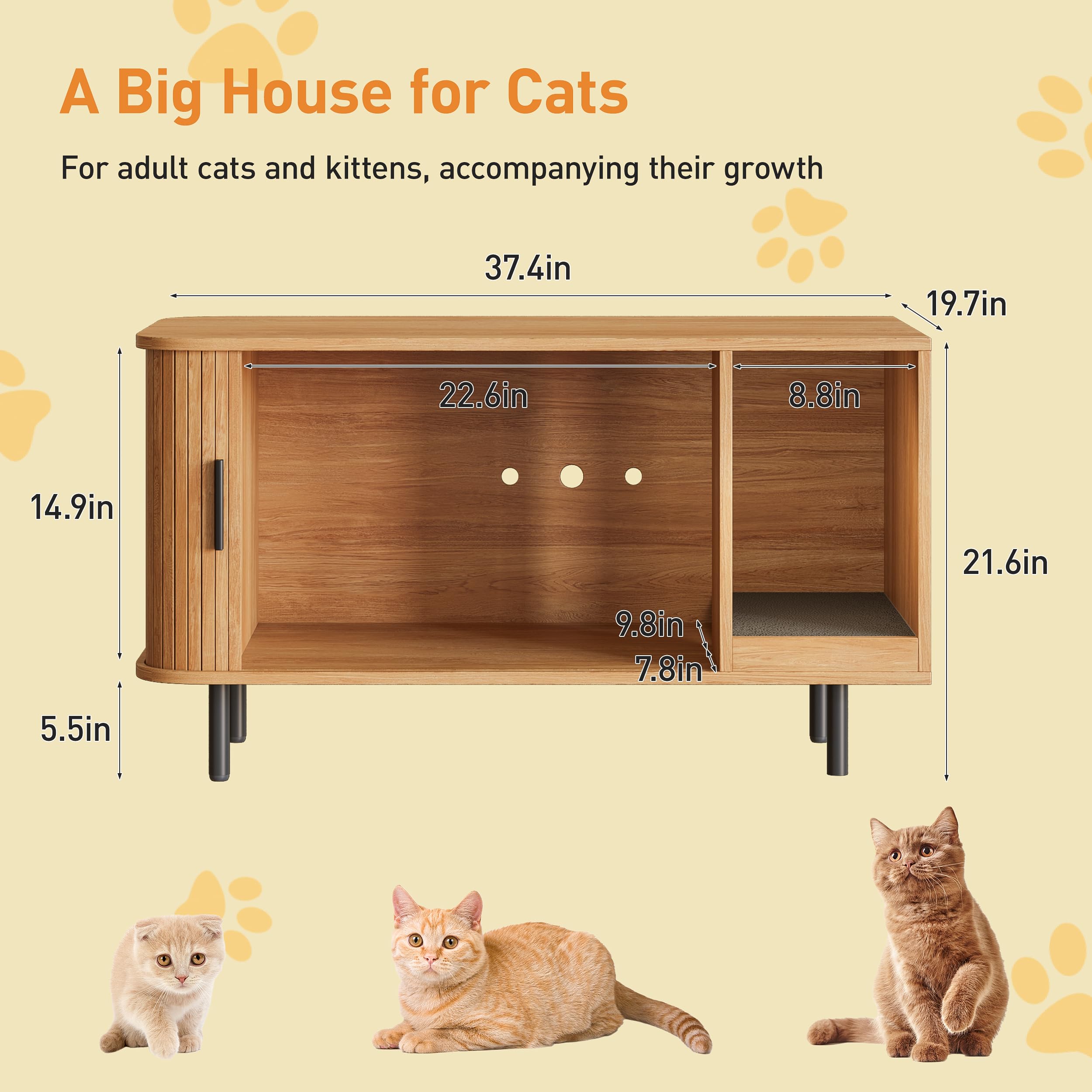 Halitaa diseño moderno de mueble para gatos, ocultando la caja de arena.