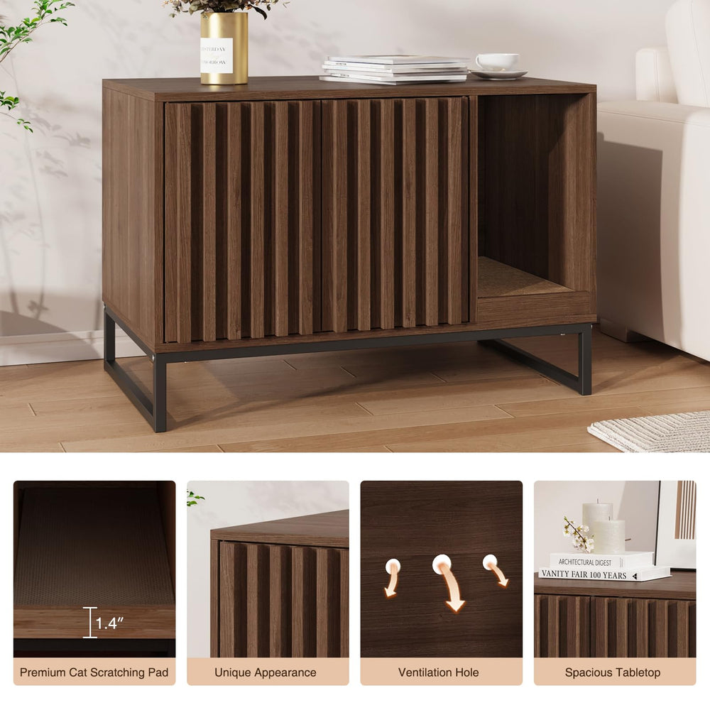 Halitaa mesita-centro-entrada-gatos, perfecta como asiento adicional y superficie decorativa.
