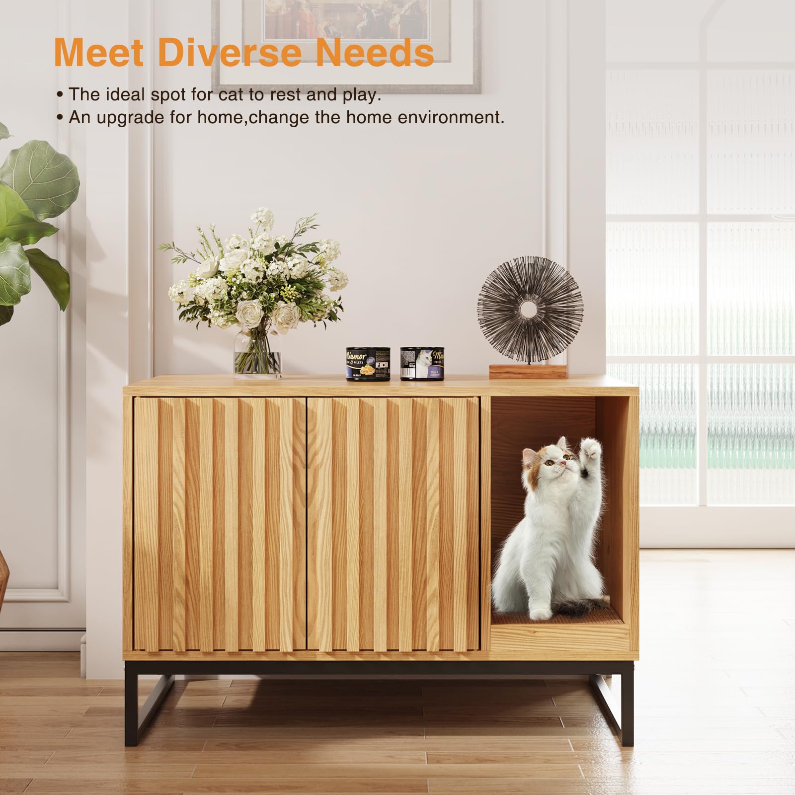 Halitaa superficie-superior-plantas, muestra decoración conservando espacio para el gato.