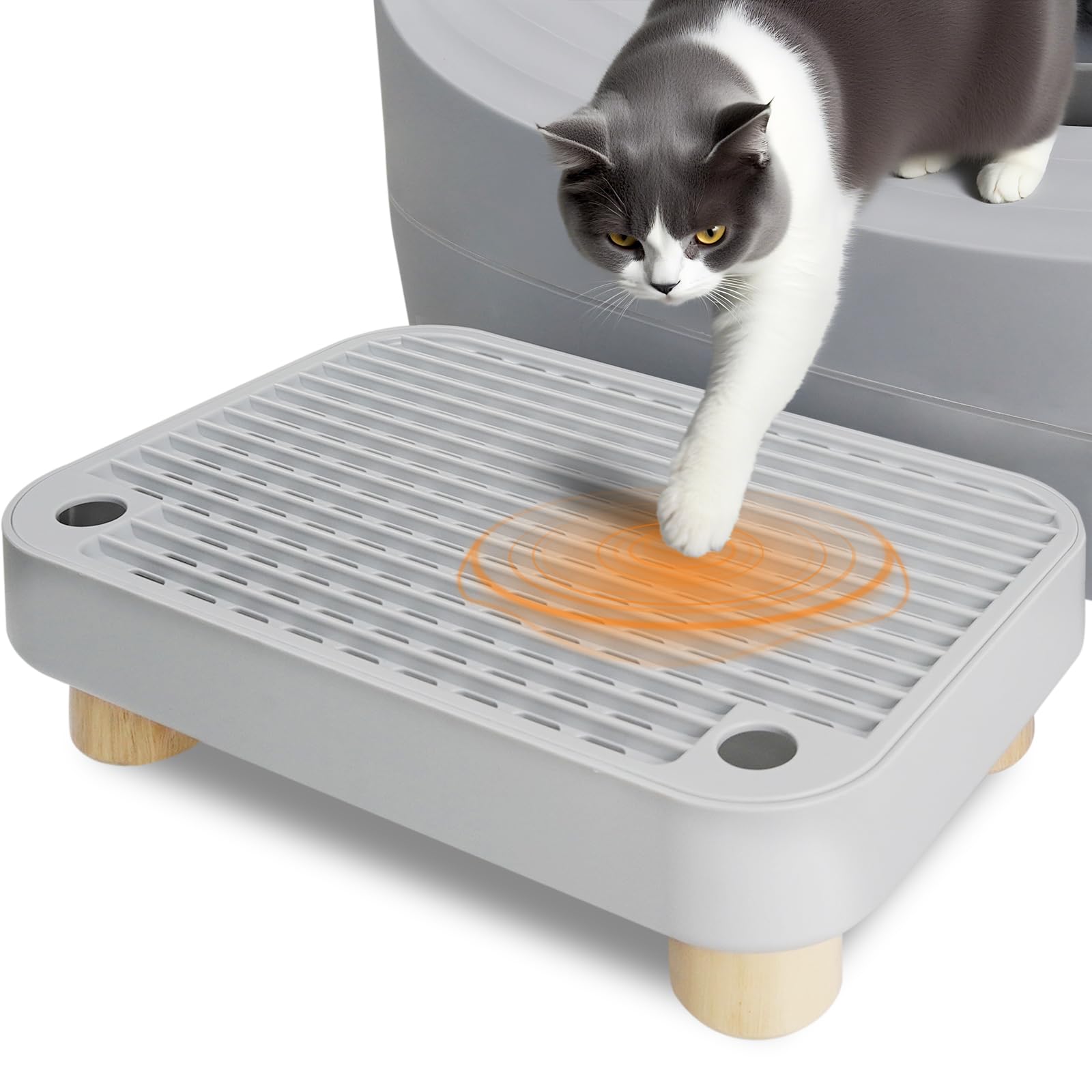 HALKYDY caja de litter autolimpieza con tapa removible para desechar arena rápidamente