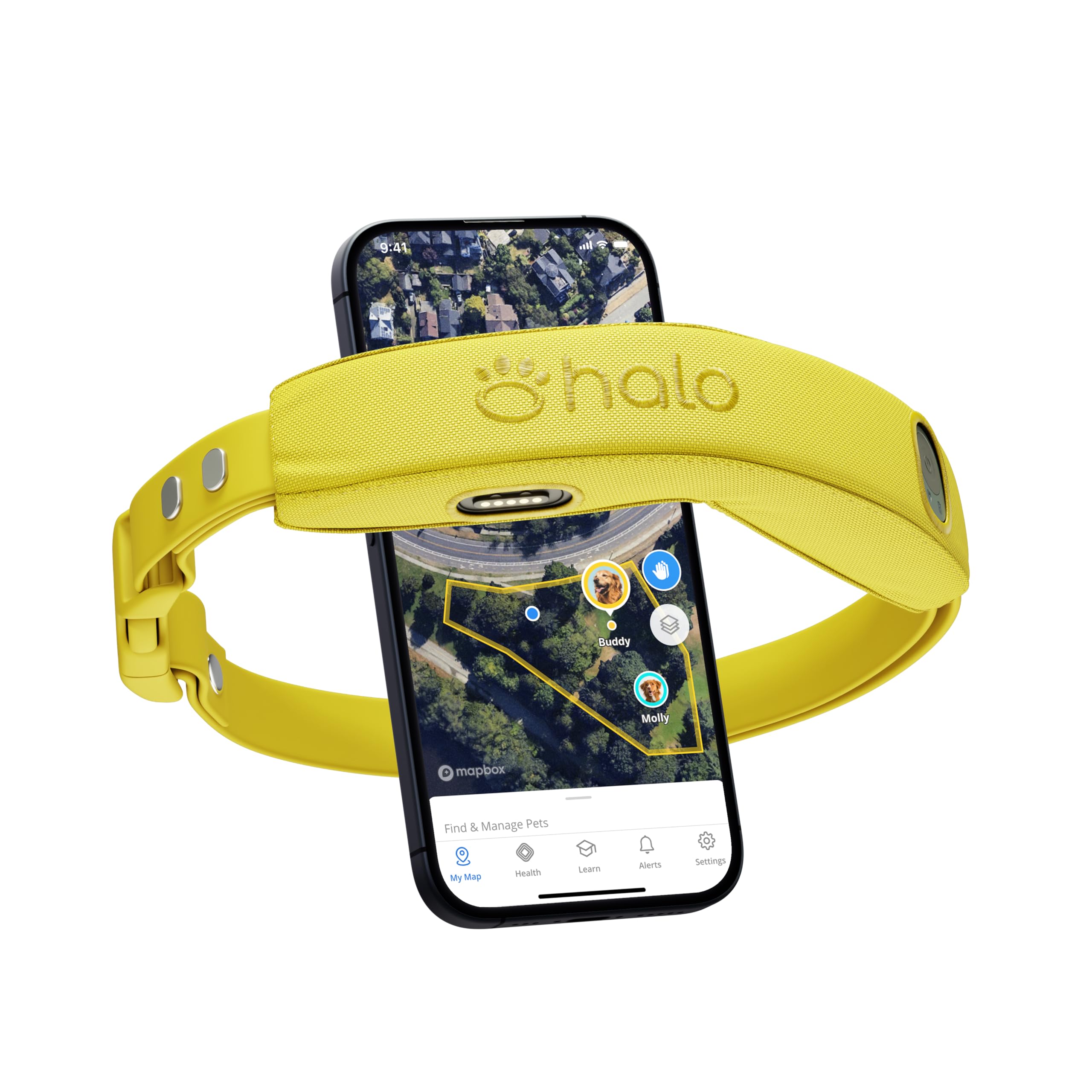 Halo Collar 4 cerca GPS inalámbrica para perro, manteniendo al animal dentro de límites seguros.