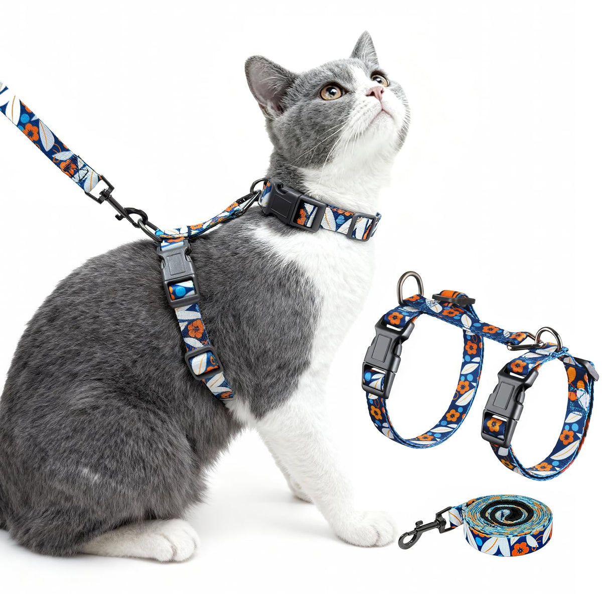Halypet arnés para gato ajustable 3en1 para paseos seguros