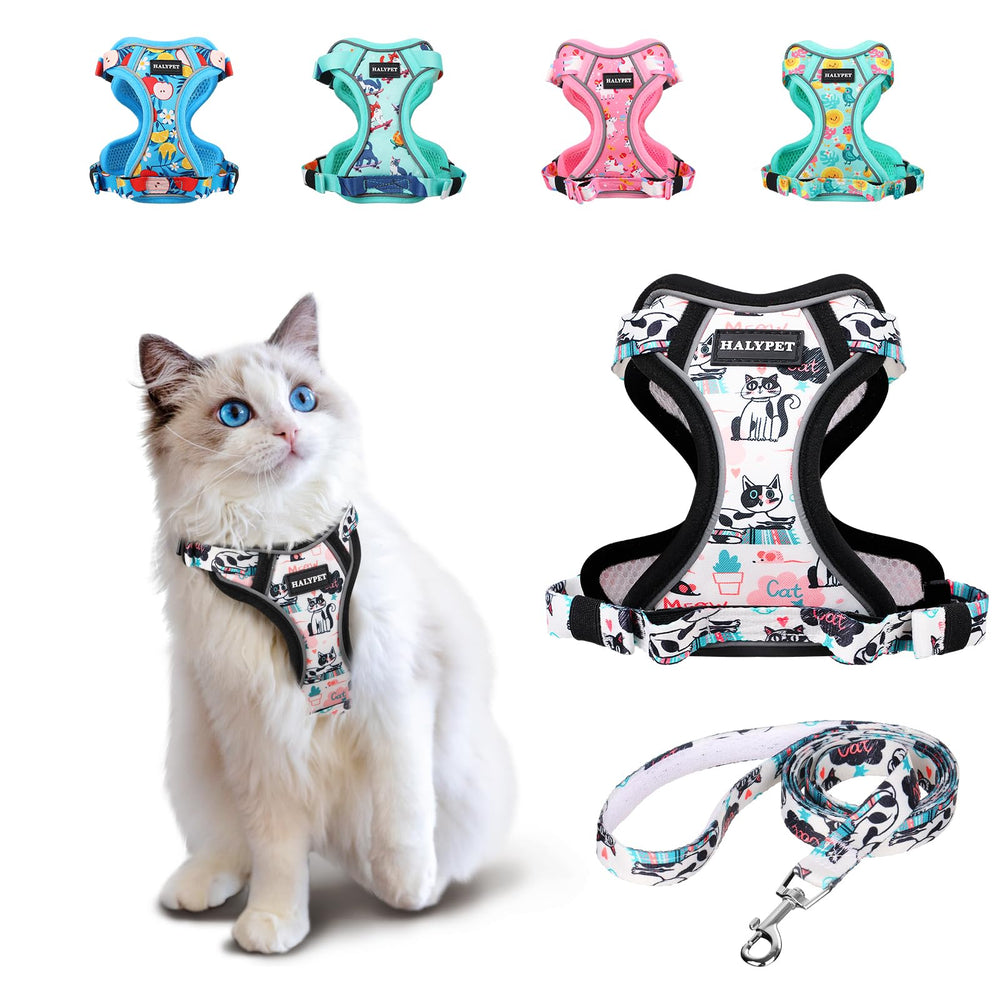Arnés Halypet para gato con diseño rosa, ideal para paseos seguros y elegantes.
