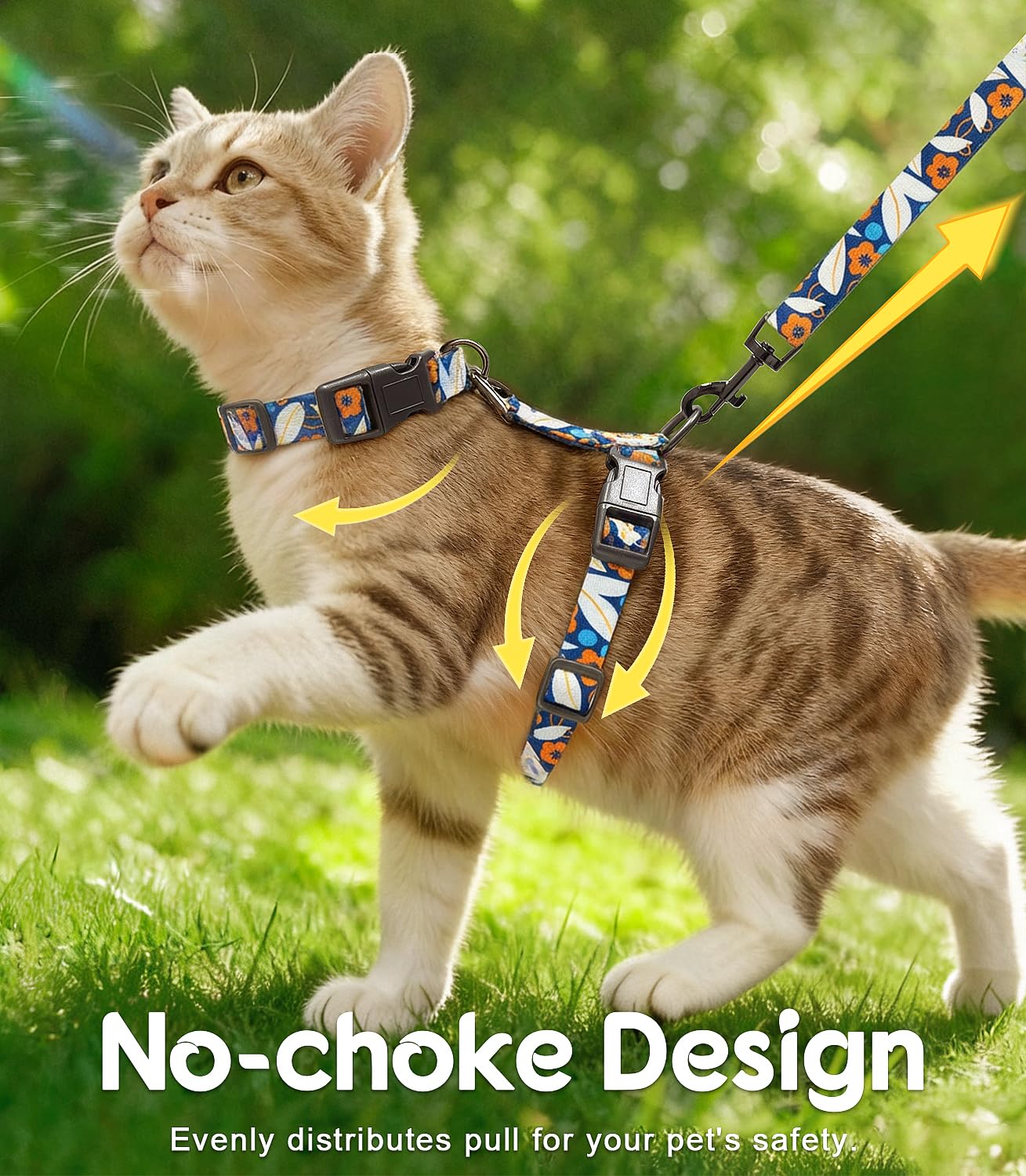 Halypet arnés para gatos, diseño a prueba de escapes para caminatas seguras.